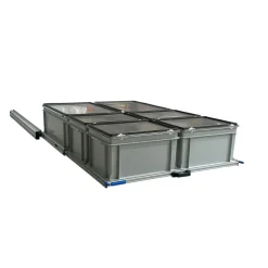 Aluminium 120x80 cm Heckauszug mit 6 Boxen mit Deckel