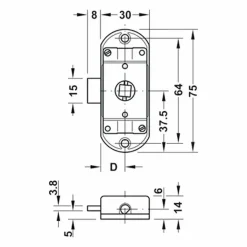 Obelink Metall Drehstangenschloss - 15 mm
