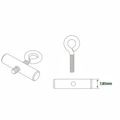 040parts 8 mm Kederstopper mit Ösenschraube - Set von 2