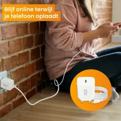 R2B 2 Meter Weißes USB-C Kabel mit USB-C Ladegerät