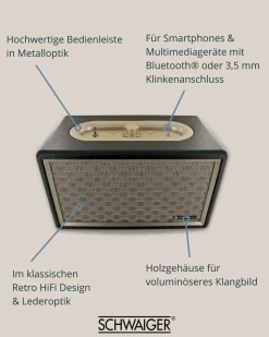 Schwaiger 24 Watt Retro Bluetooth Lautsprecher